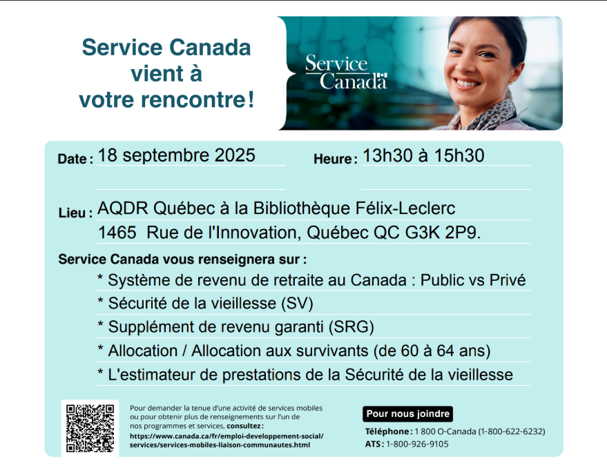 Informations sur les programmes gouvernementaux au bénéfice des aînés : les revenus disponibles à la retraite